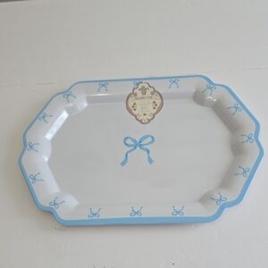 New Shabby Chic Blue Bows Coquette Large Melamine Serving Tray Platter